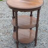 Vintage oak pedestal table with 3 shelves from the 60s