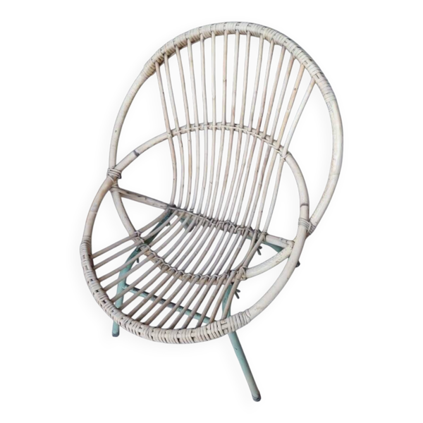 Fauteuil osier vintage 1950/70
