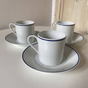 Set of 3 Jammet Seignolles coffee cups and bowls in Limoges model ROYAN