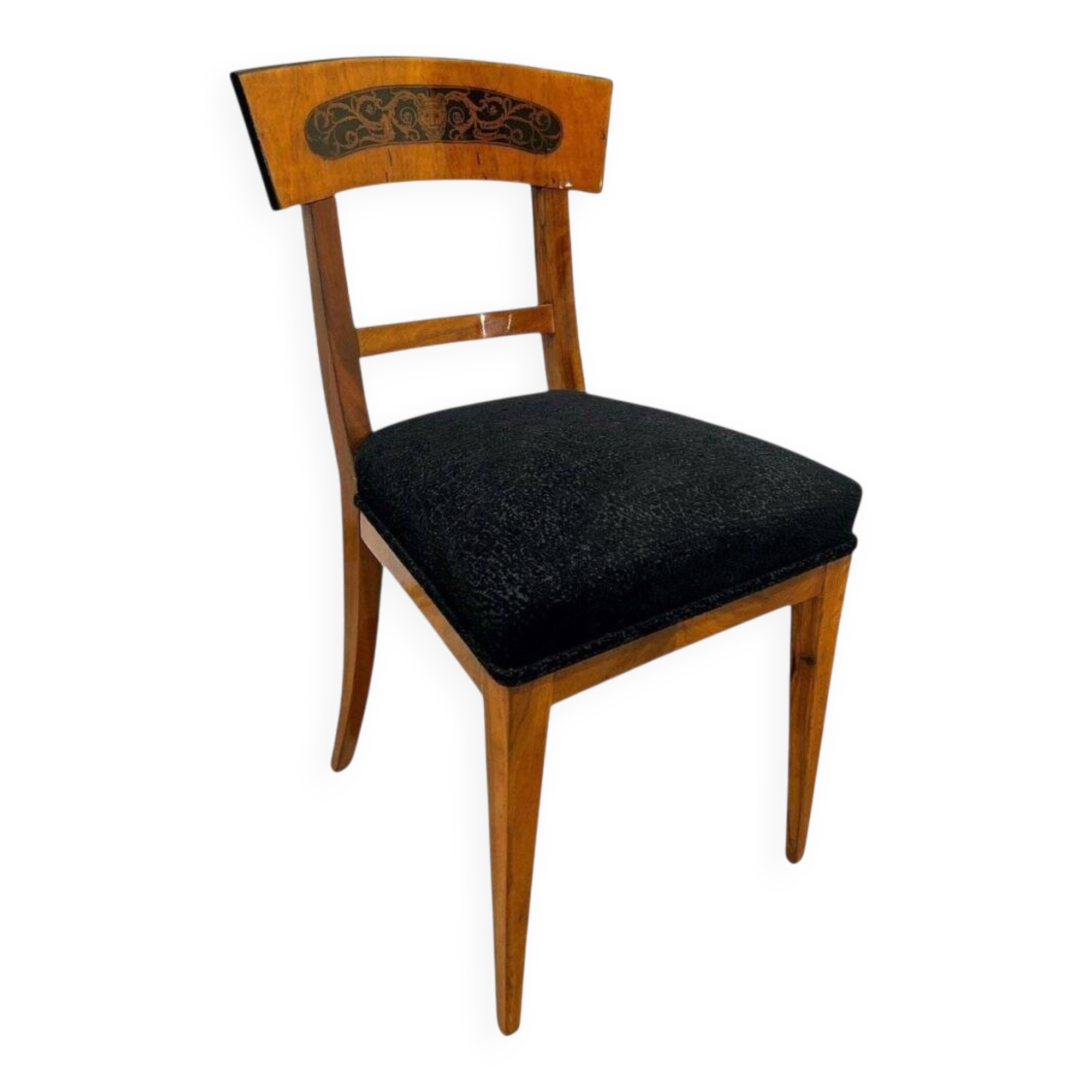 Biedermeier Dining Chair in Cherry Wood and Ink, South Germany, 1820s