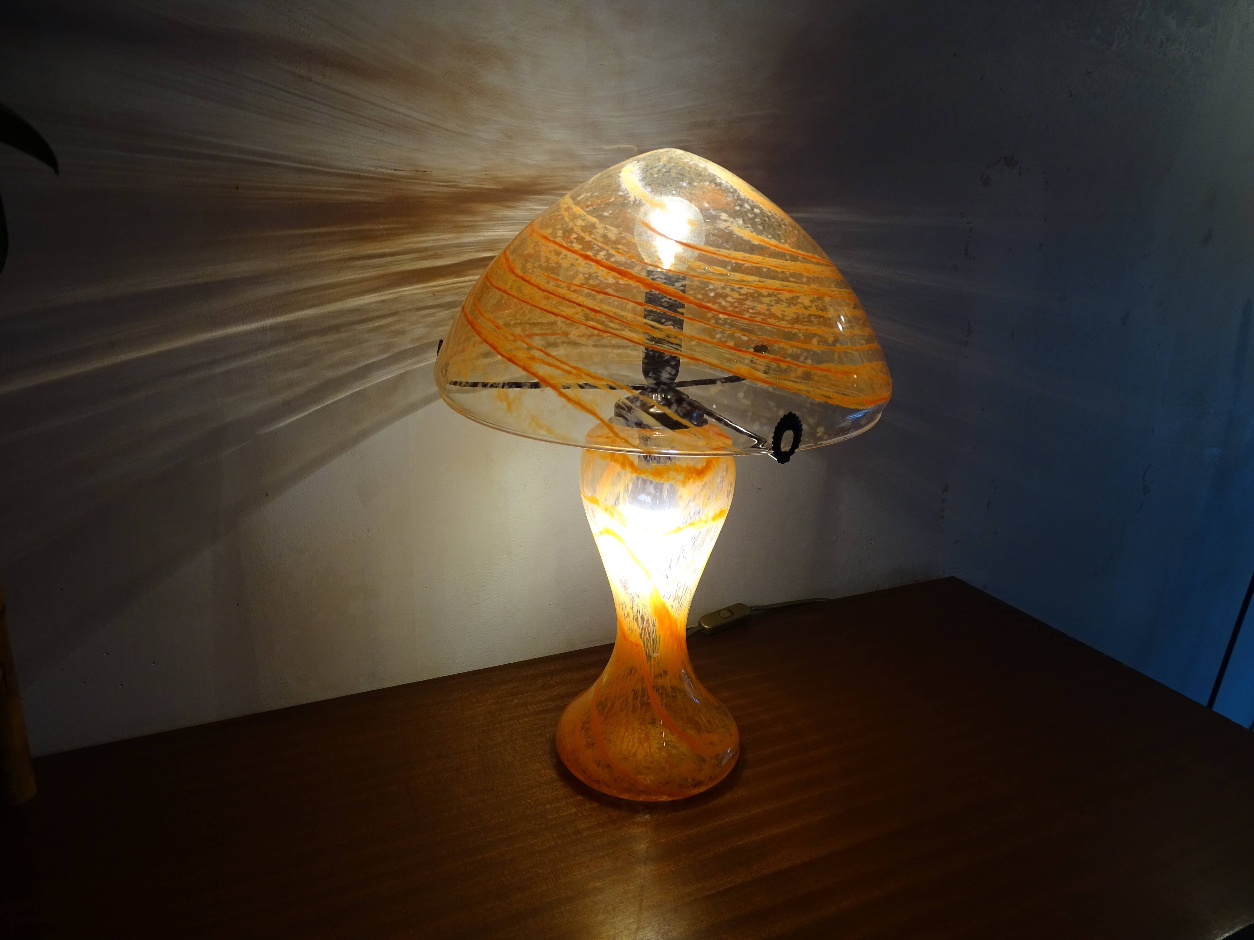 Blown glass mushroom lamp