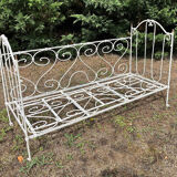 Folding child's bed with wrought iron canopy or romantic garden bench 19th