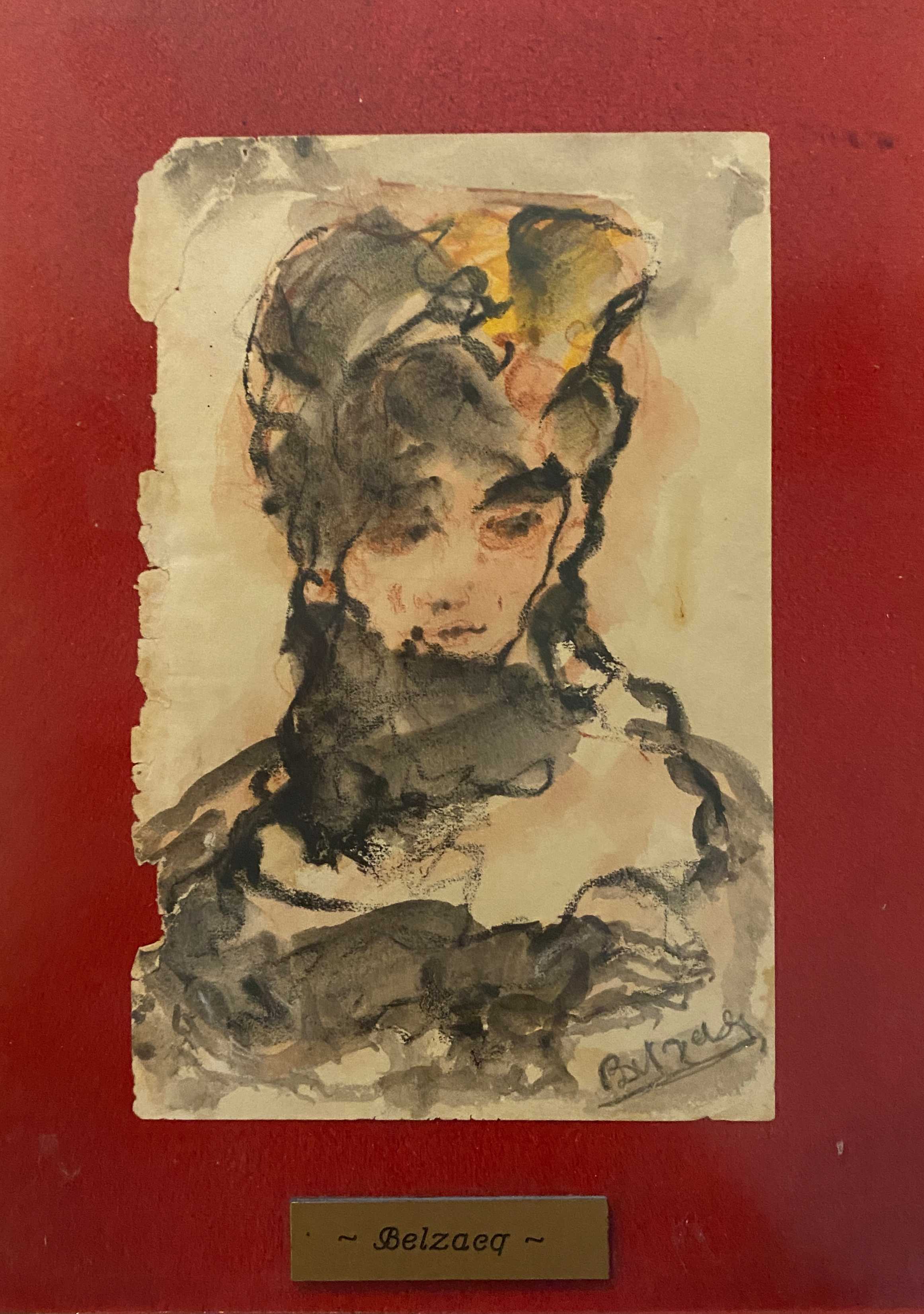 Painting "Portrait of an elegant lady" signed Belzacq first half of the 20th century