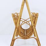 Bamboo and rattan magazine rack in the style of Franco Albini, Italy, 1950s.