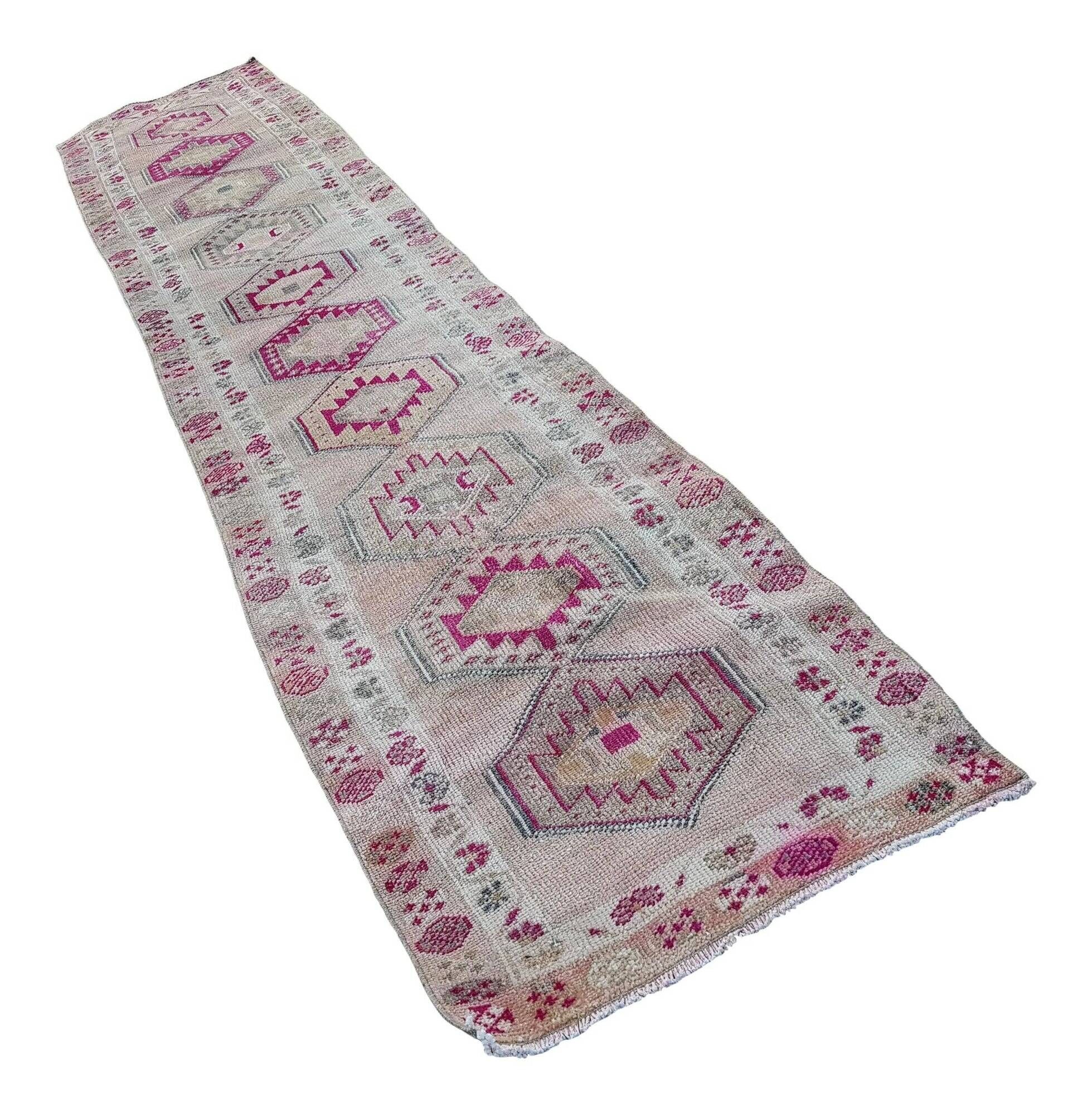 Vintage Turkish hallway rug 86x405 cm