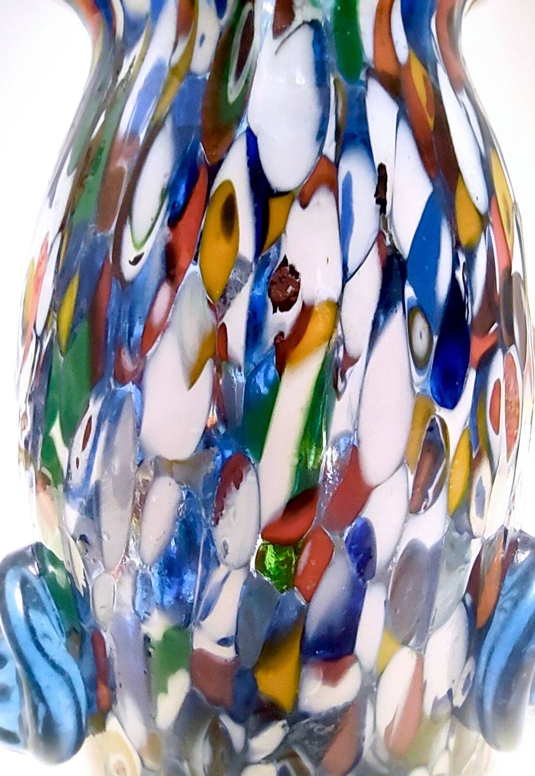 Blue Murano Glass Vase Attributed to Fratelli Toso with Murrines, Italy