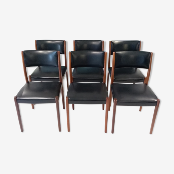 Suite de 6 chaises teck scandinave 1970