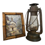 Watercolour "mountain chapel" in an old frame