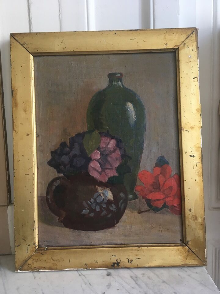 Signed still life oil painting