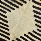 4x6 Black & Beige Handmade Wool Kilim Rug, 127x176 Cm