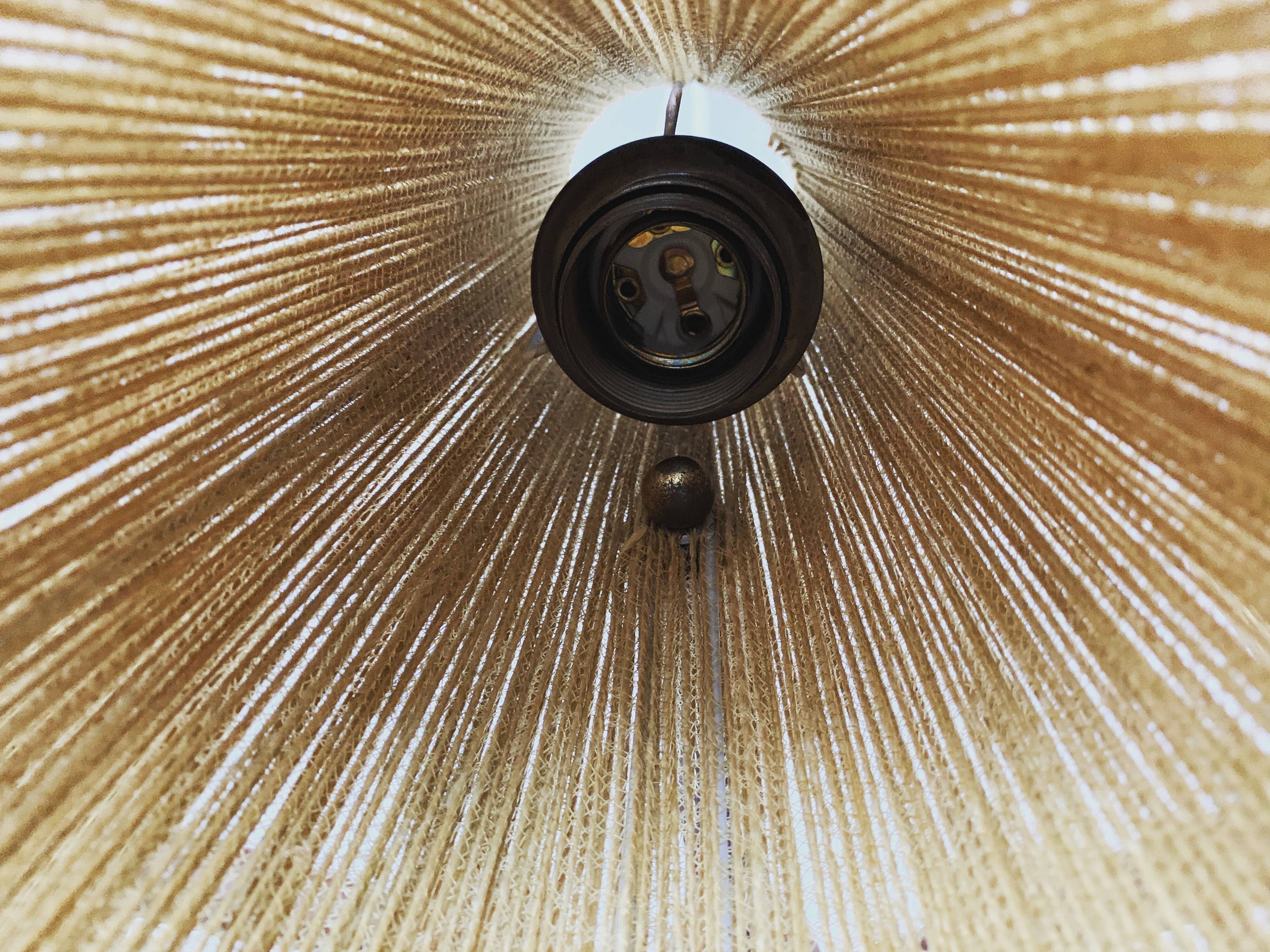 Teakwood and raffia bast chandelier by Temde