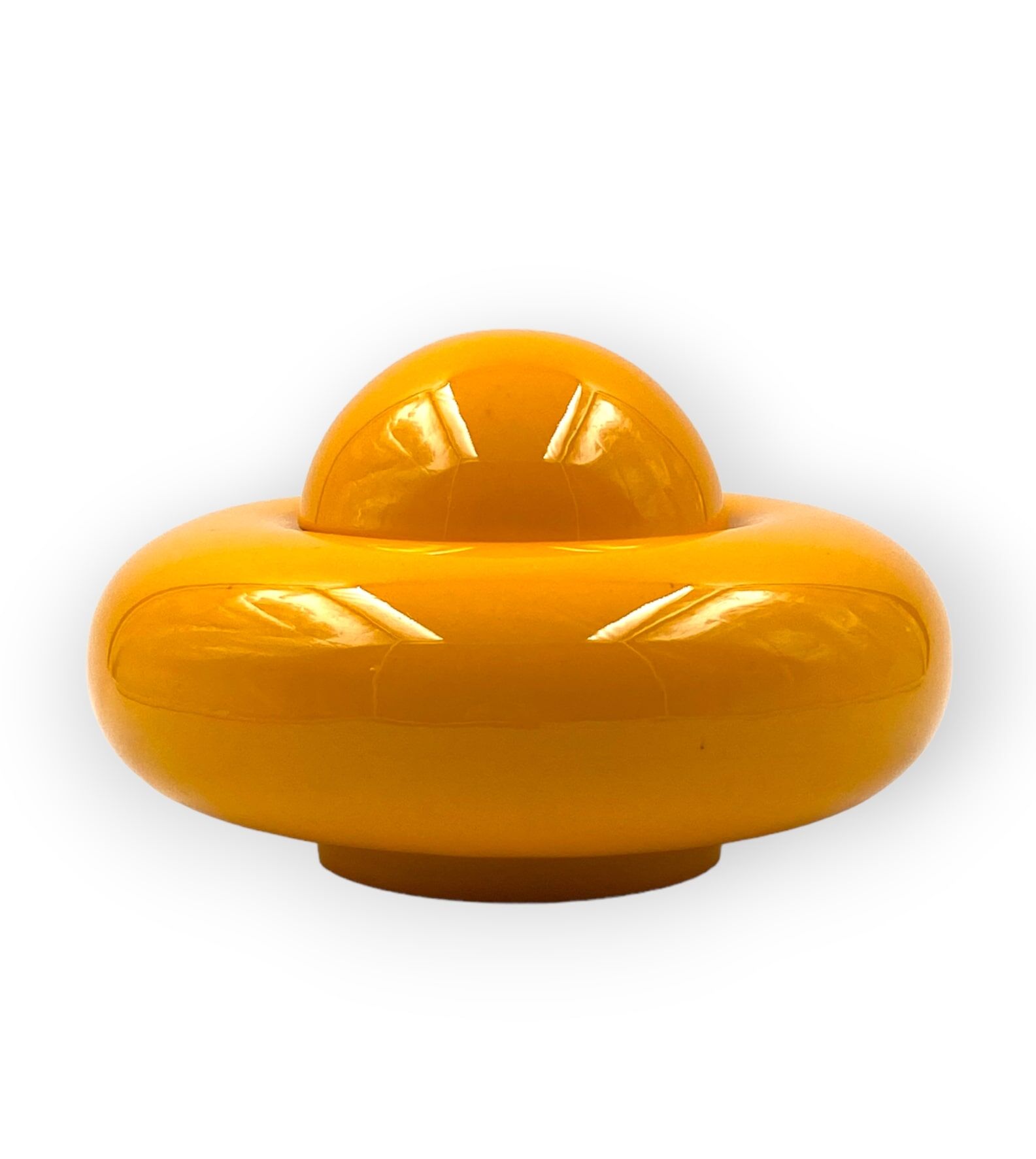 Sergio Asti, Yellow ceramic sculpture / box, Gabbianelli Italy ca. 1971