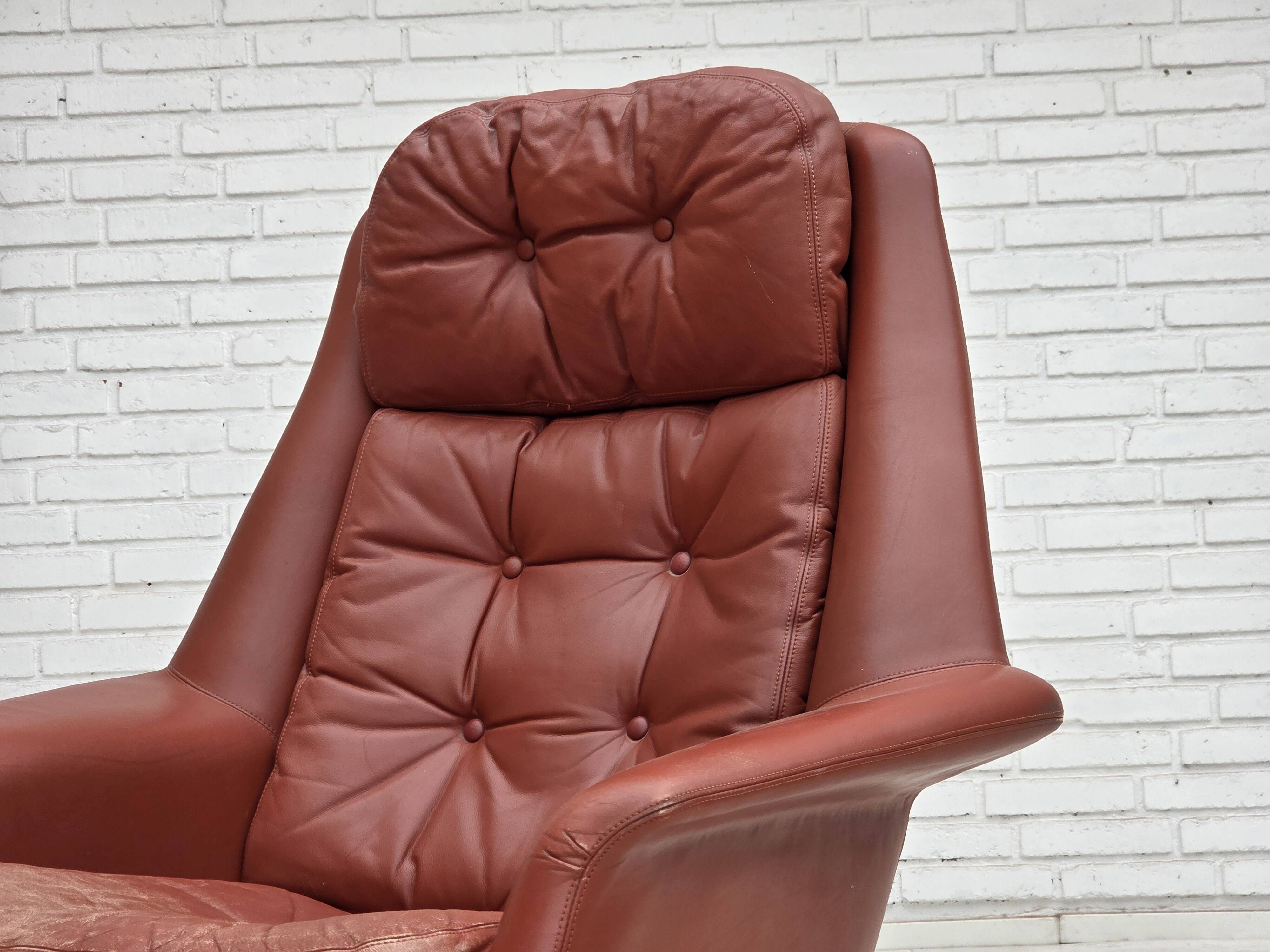 1970s, Danish design by H.W.Klein, swivel armchair, furniture leather.