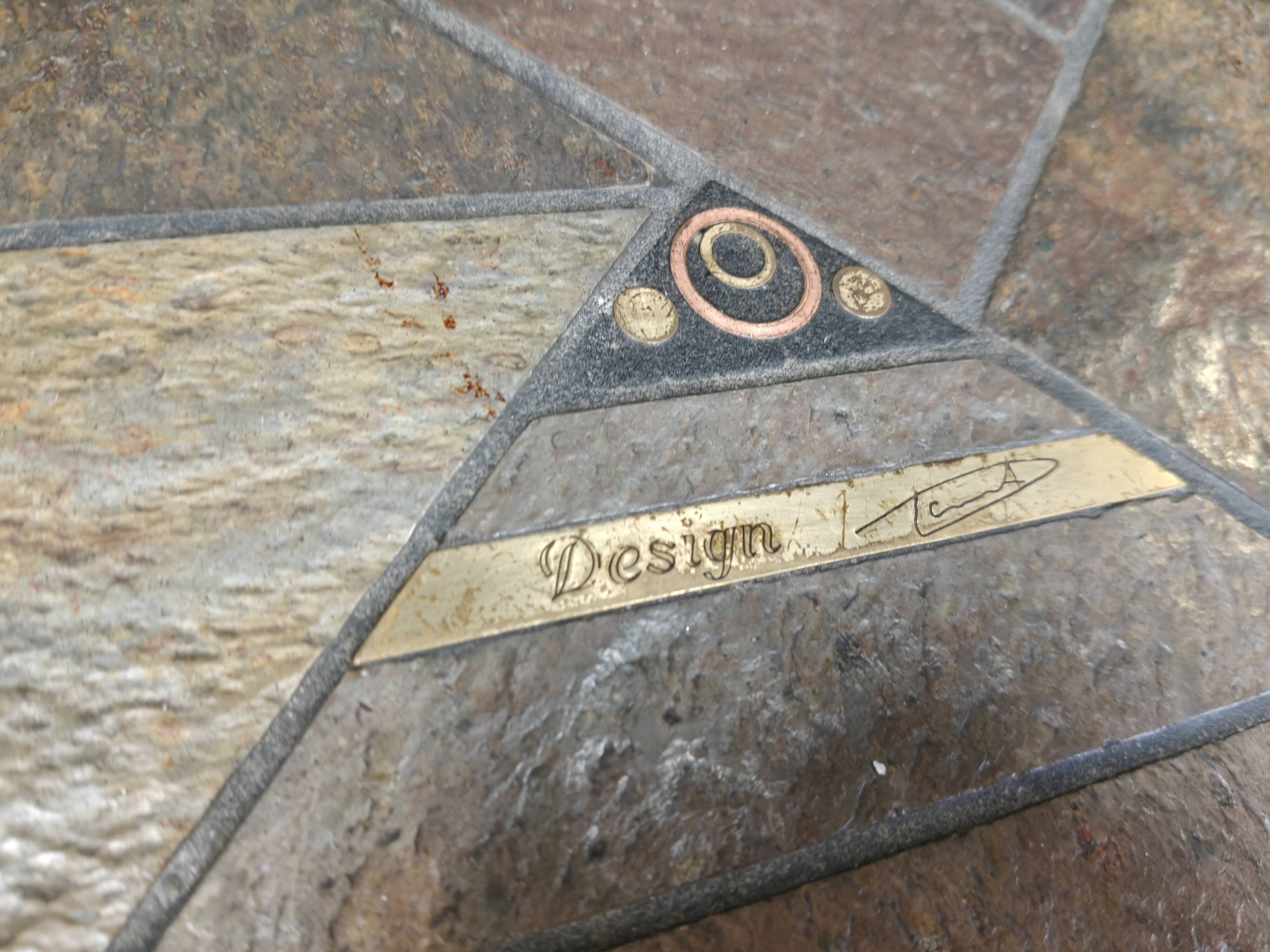 Brutalist slate stone coffee table, 1980s