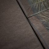 Vintage Mid-Century Modern German Brutalist 2-Seater Brown Leather Bed Sofa