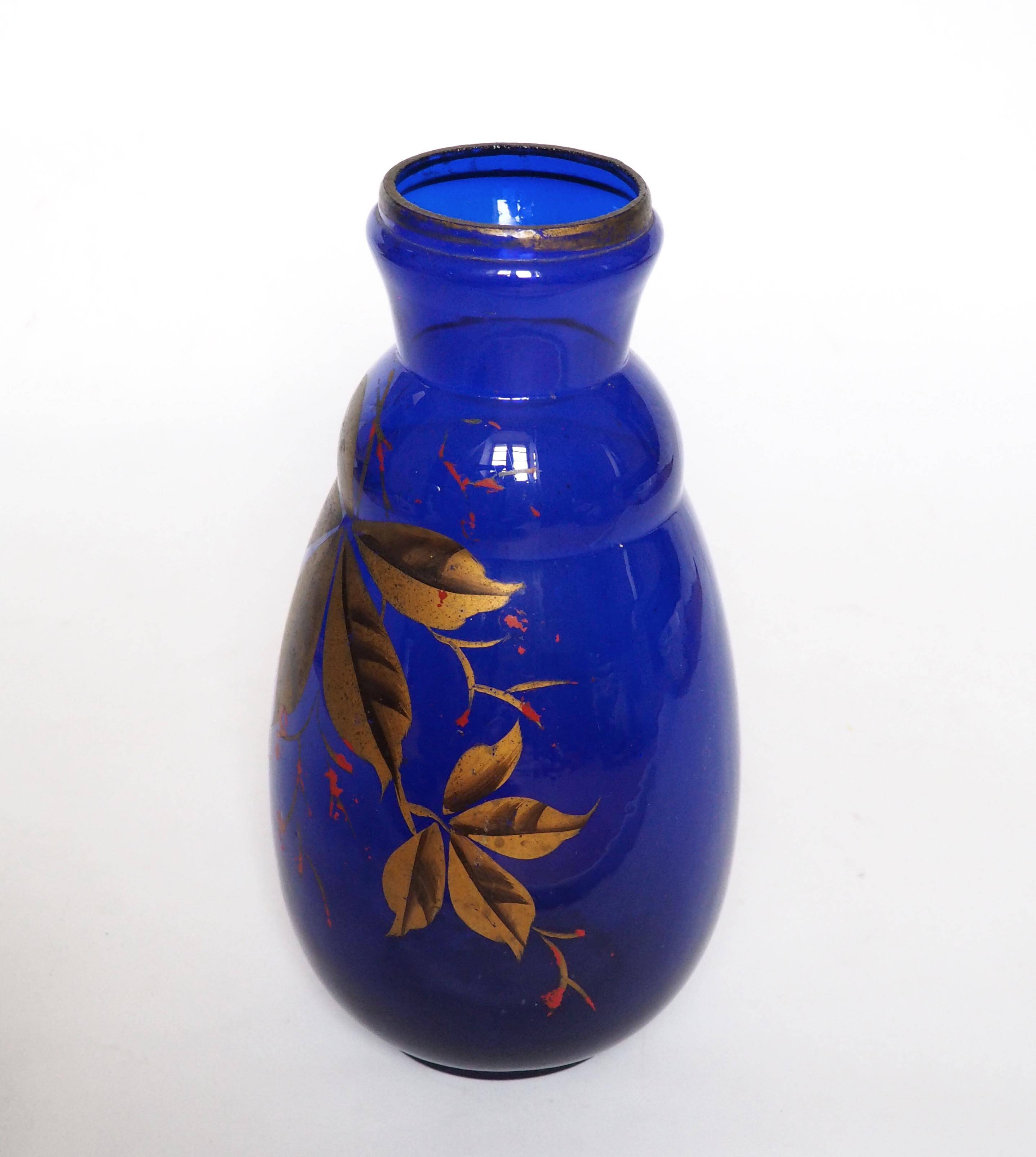 Large midnight blue glass vase