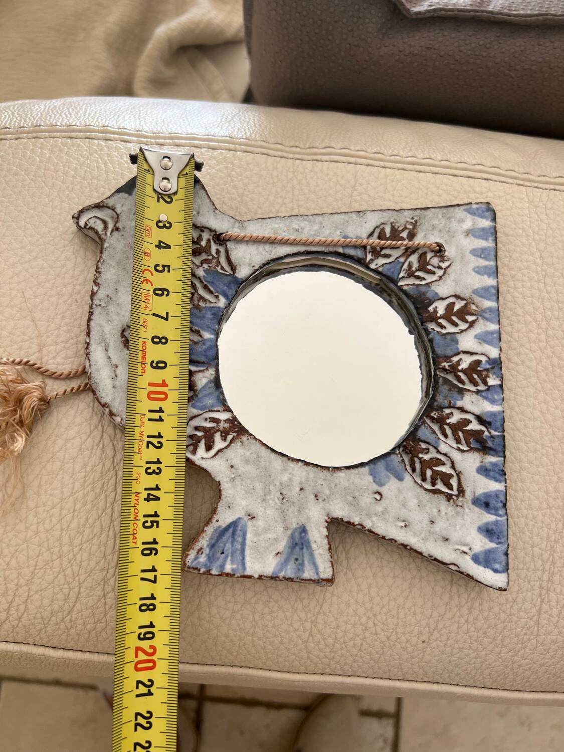 Vallauris earthenware bird mirror