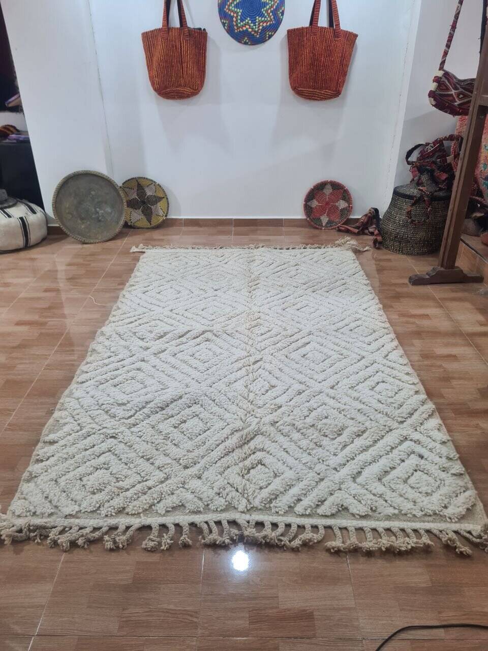 Handmade wool Berber rug 250x150 cm