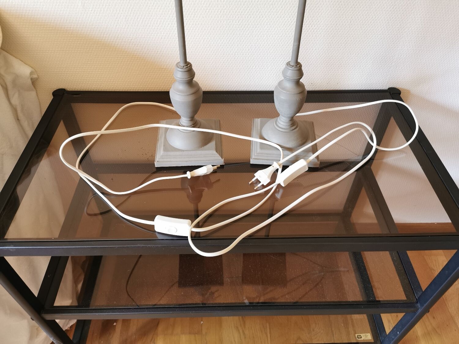 Paire de pieds de lampe bois tourné