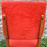 2 old red 'moumoute' chairs