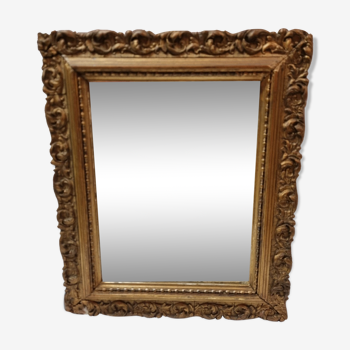 Gilded wood mirror late nineteenth 30x36cm