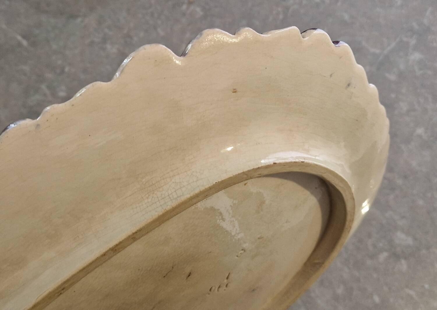 Asparagus and artichoke barbotine dish from France circa 1890