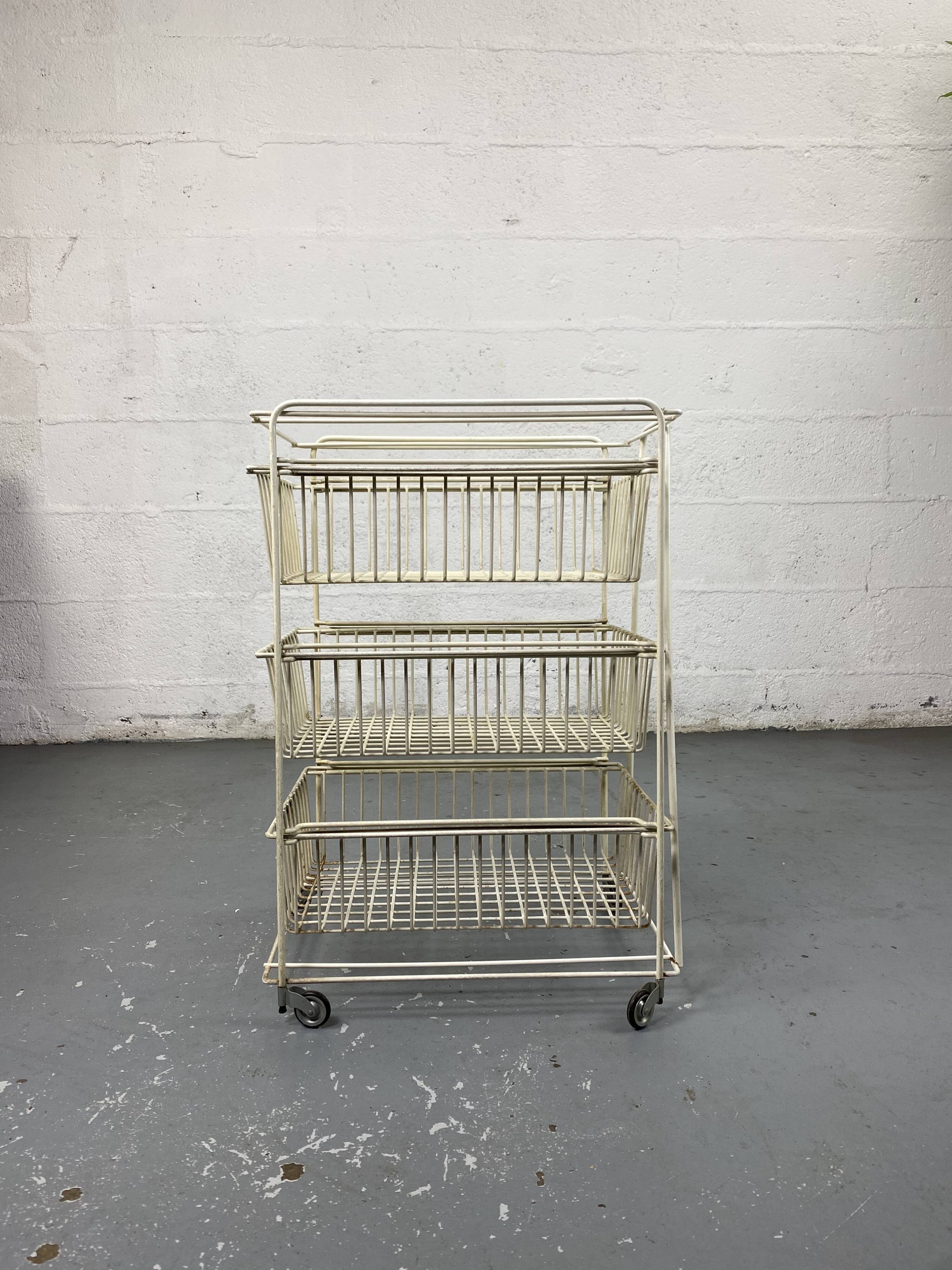 Vintage vegetable locker 3 baskets on wheels