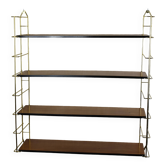 Tomado shelf, wood and gold metal.