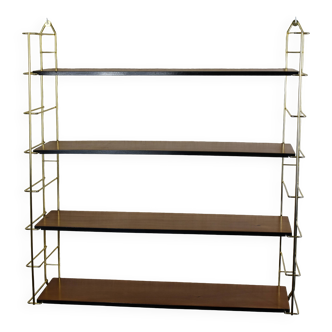 Etagère Tomado, bois et métal doré.