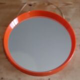 Vintage mirror round plastic orange