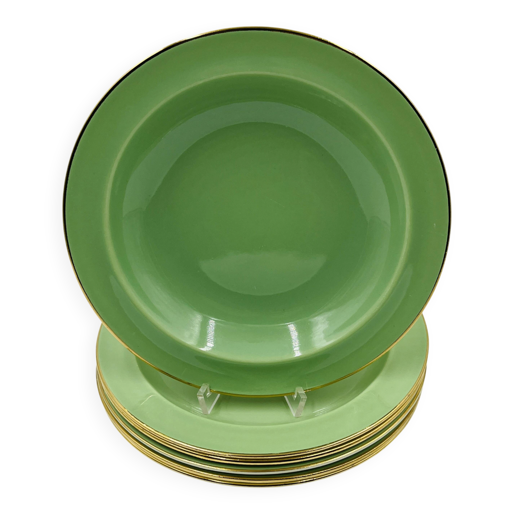 Set of 6 Keralux Boch deep plates