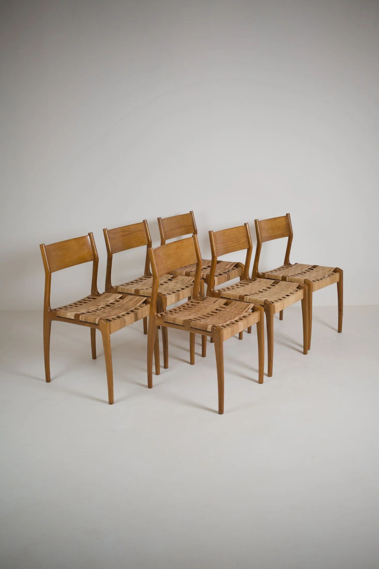 Set of 6 GESSEF chairs published by Consorzio Sedie Friuli, Italy, 1970s.
