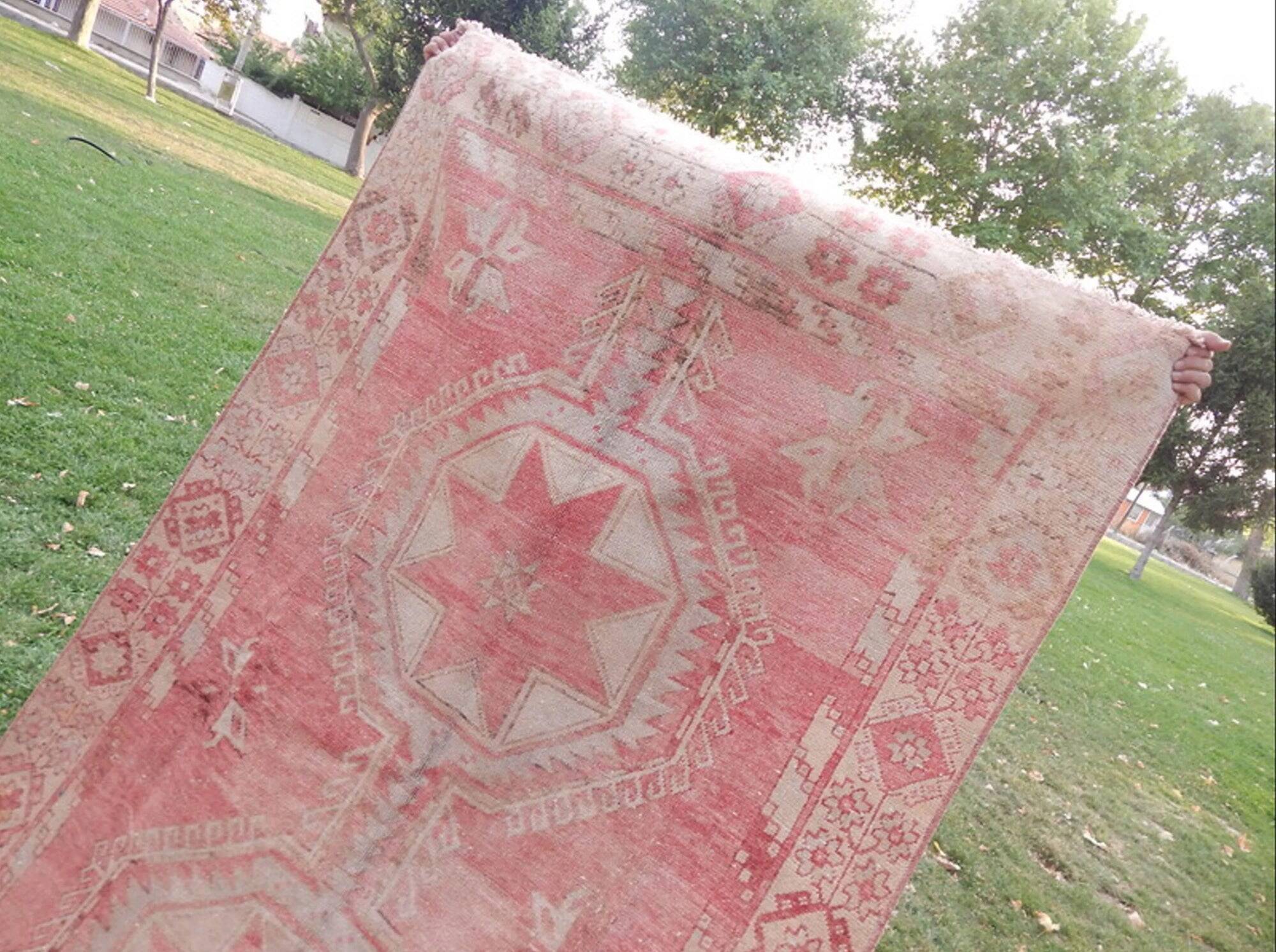 Vintage Turkish hallway rug 137x385 cm