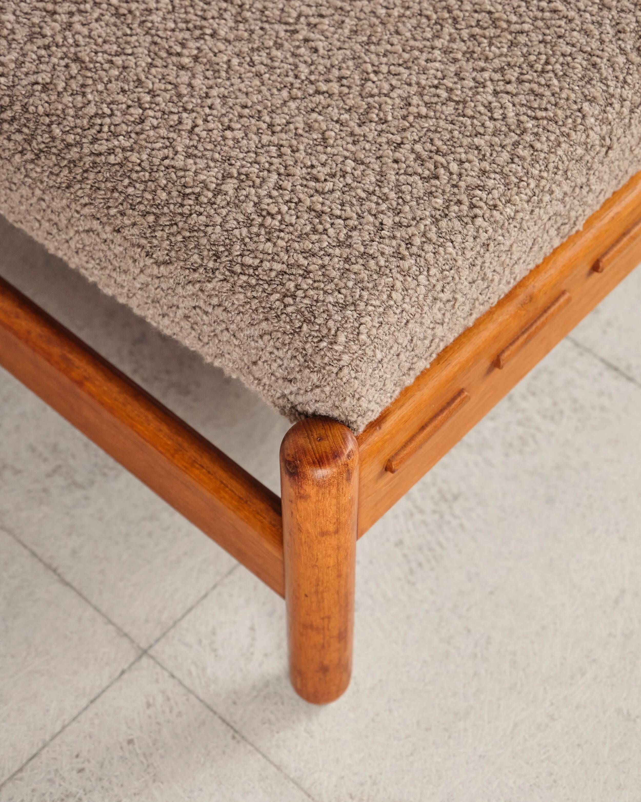 Teak daybed with boucle mattress, Denmark, 1960s