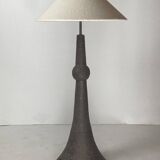 Brutalist Wabi Sabi Dutch Bouclé Shade aand Ceramic Floor Lamp, 1960s