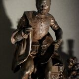Old 19th century mabre fireplace clock with statue