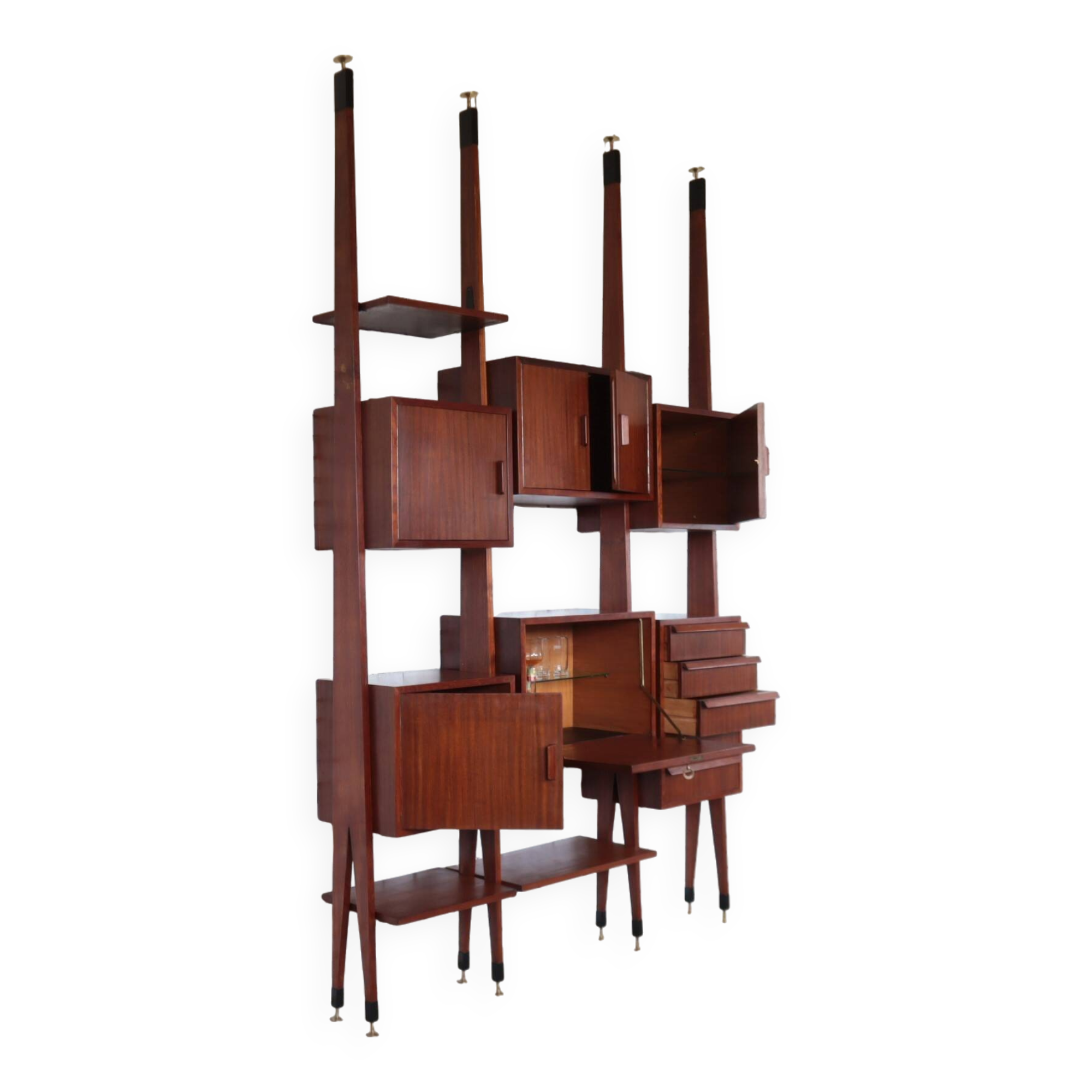mid-century Italian Wall Unit & Bookcase, 1950s