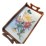 Plateau céramique peinte et bois