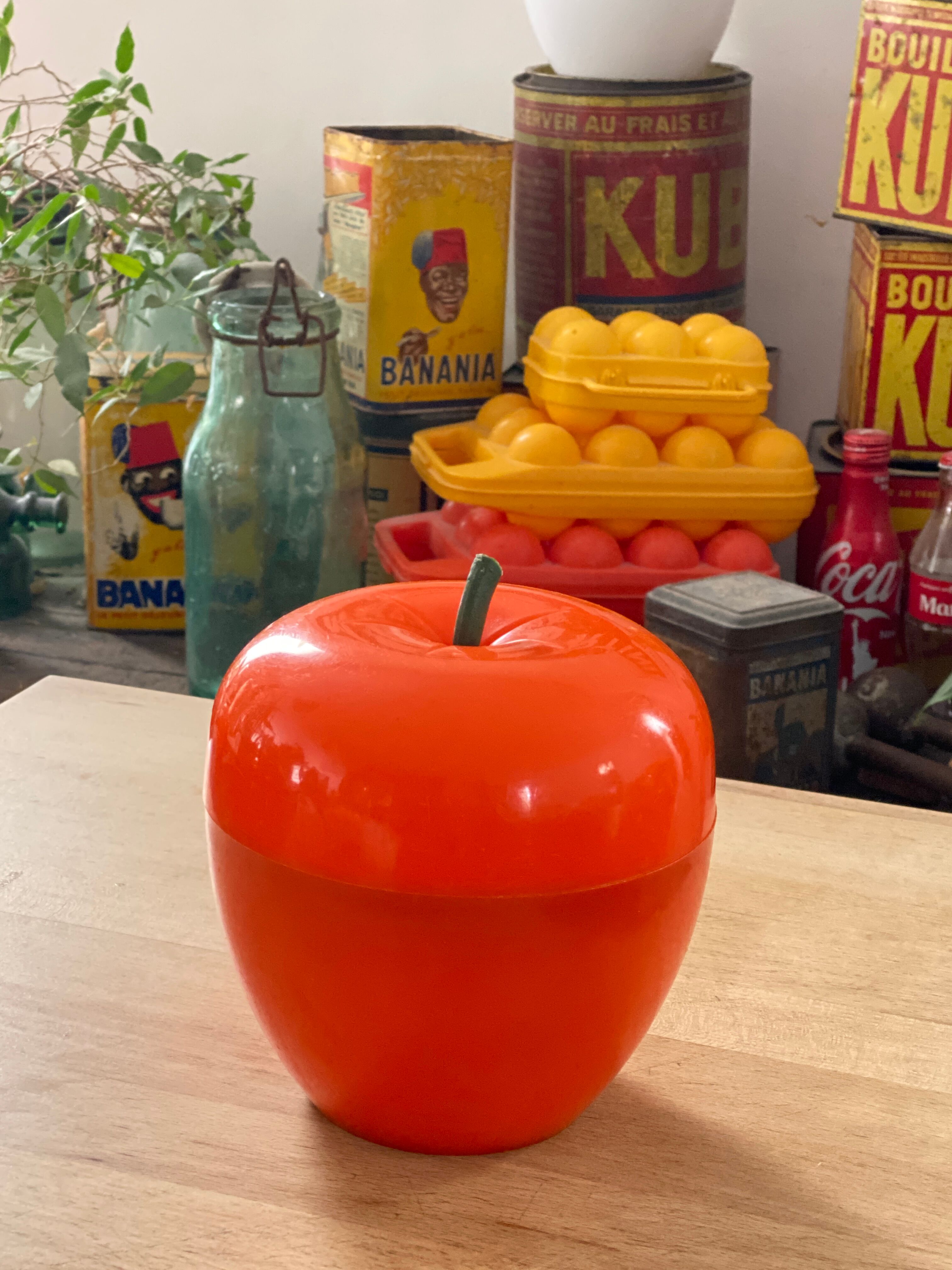 Vintage orange apple ice bucket