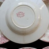 6 vintage Lunéville ironstone soup plates - “Mauresque” red