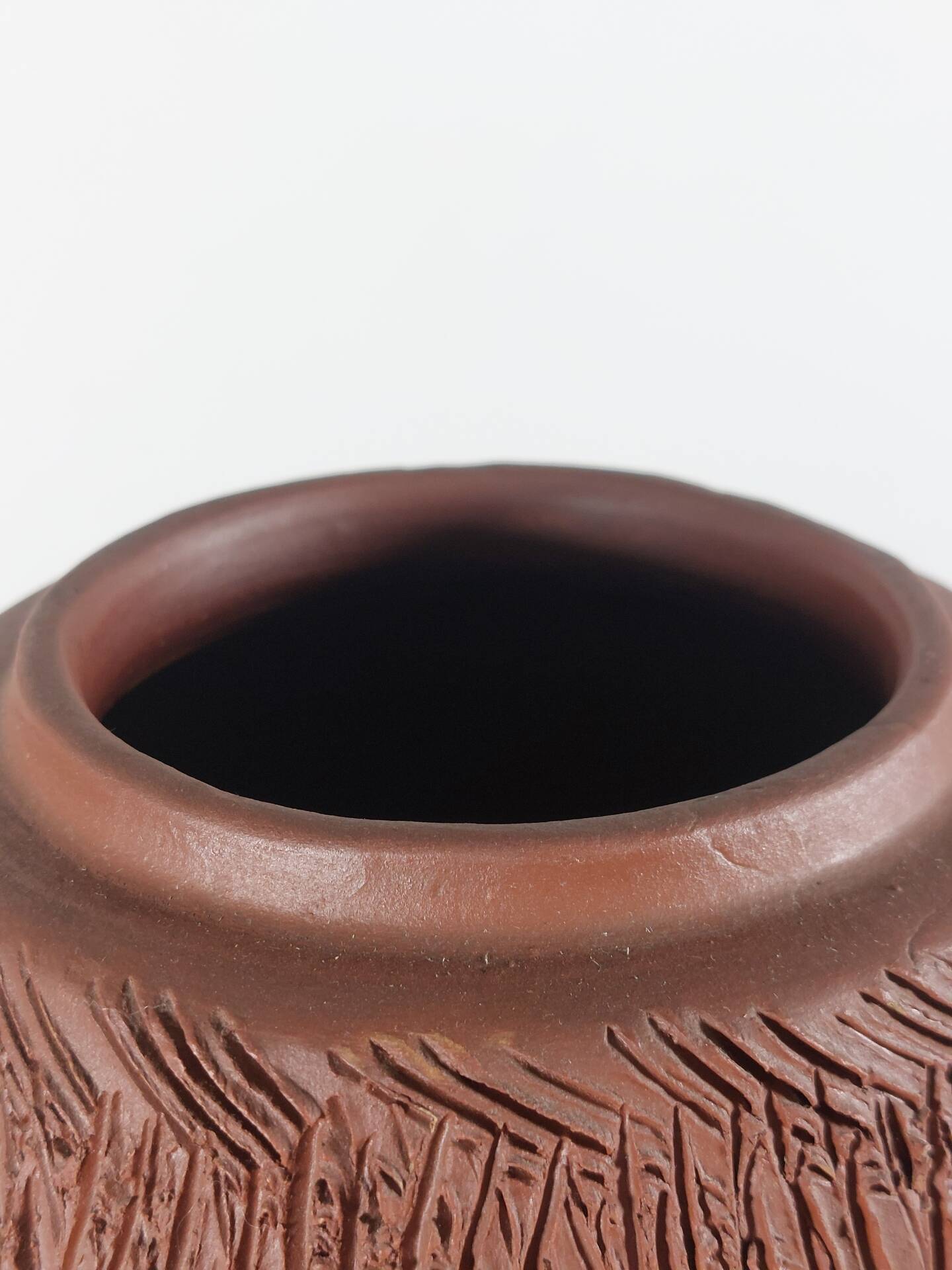 Vintage Mid Century brutalist sgraffito decor ceramic vase