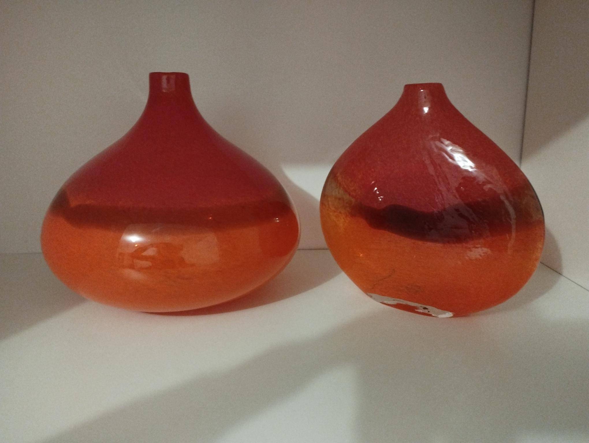 Pair or 2 glass paste vases from the 80s vintage.