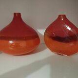 Pair or 2 glass paste vases from the 80s vintage.