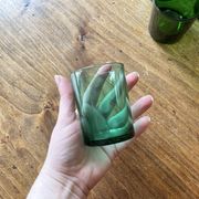 Lot of 5 vintage green glasses - Lesieur et Lever oil