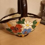 Vase basket Massier glazed ceramic Vallauris