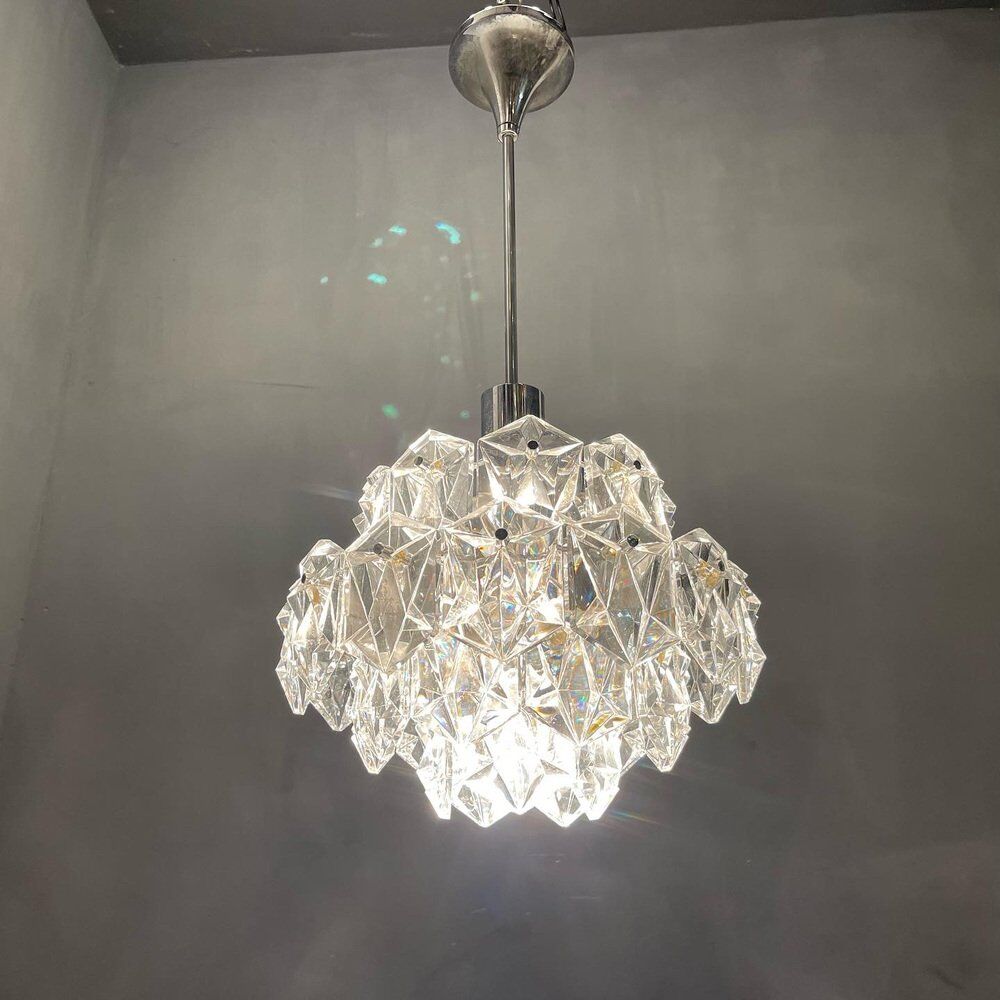 Cut crystal light pendant by kinkeldey, 1970s