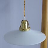 Flat opaline hanging lamp