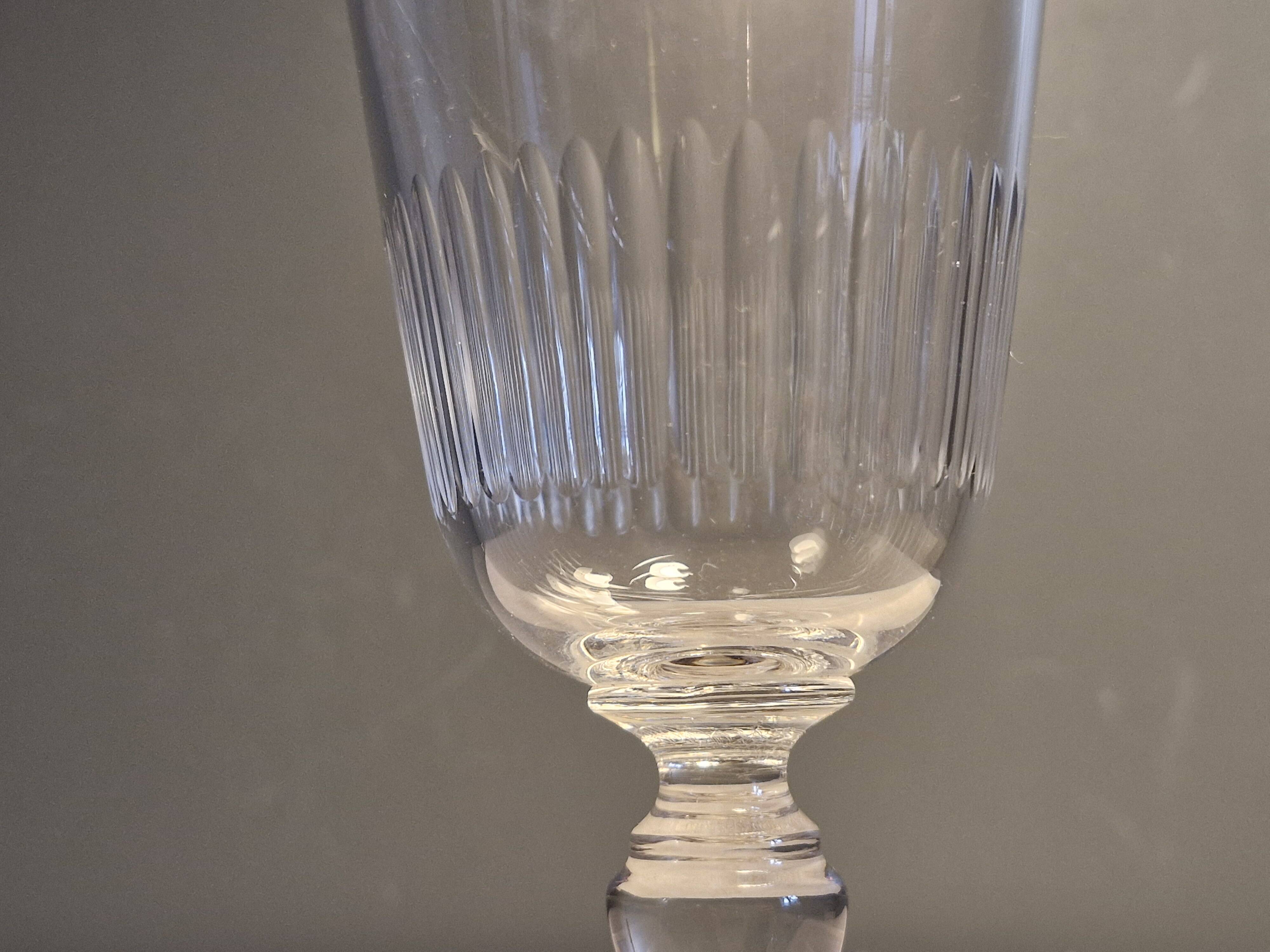 2 Verres a eau/Vin anciens à fines cotes - Cristal de Baccarat