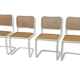 Set of 4 Cesca b32 model chairs in white by Marcel Breuer
