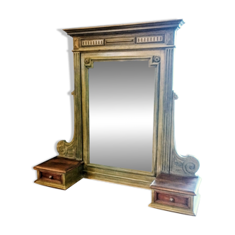 Antique bevelled mirror Farrow and Ball "Green Bancha"